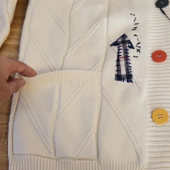 EBOSSY Women’s Cable Knit Long Sleeve Embroidered Cardigan, size L - Picture 5 of 12